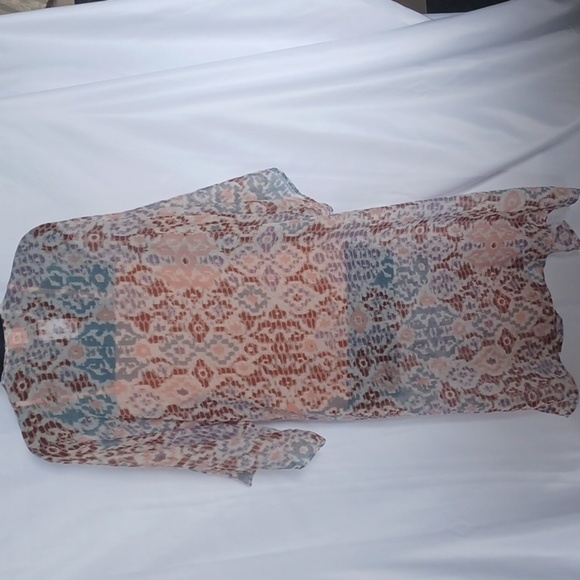 NWT SONOMA WATERCOLOR IKAT LONG KIMONO (BROWN MULTI / OS) - Picture 5 of 7